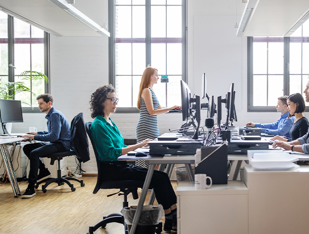 Office workers on computers