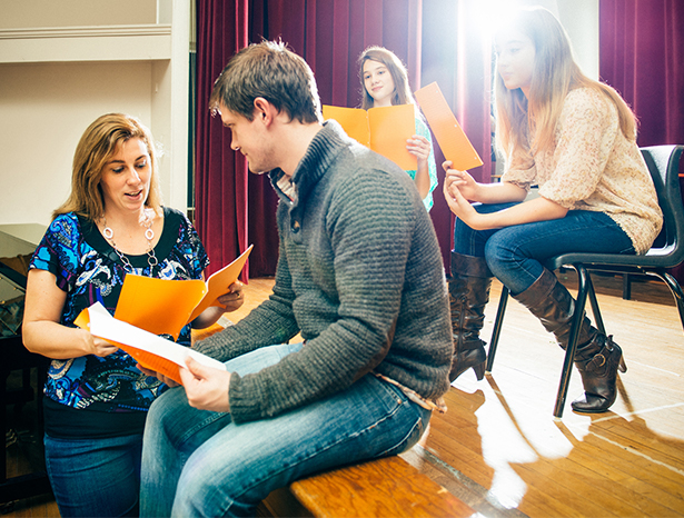 Theatre troupe rehearsing 